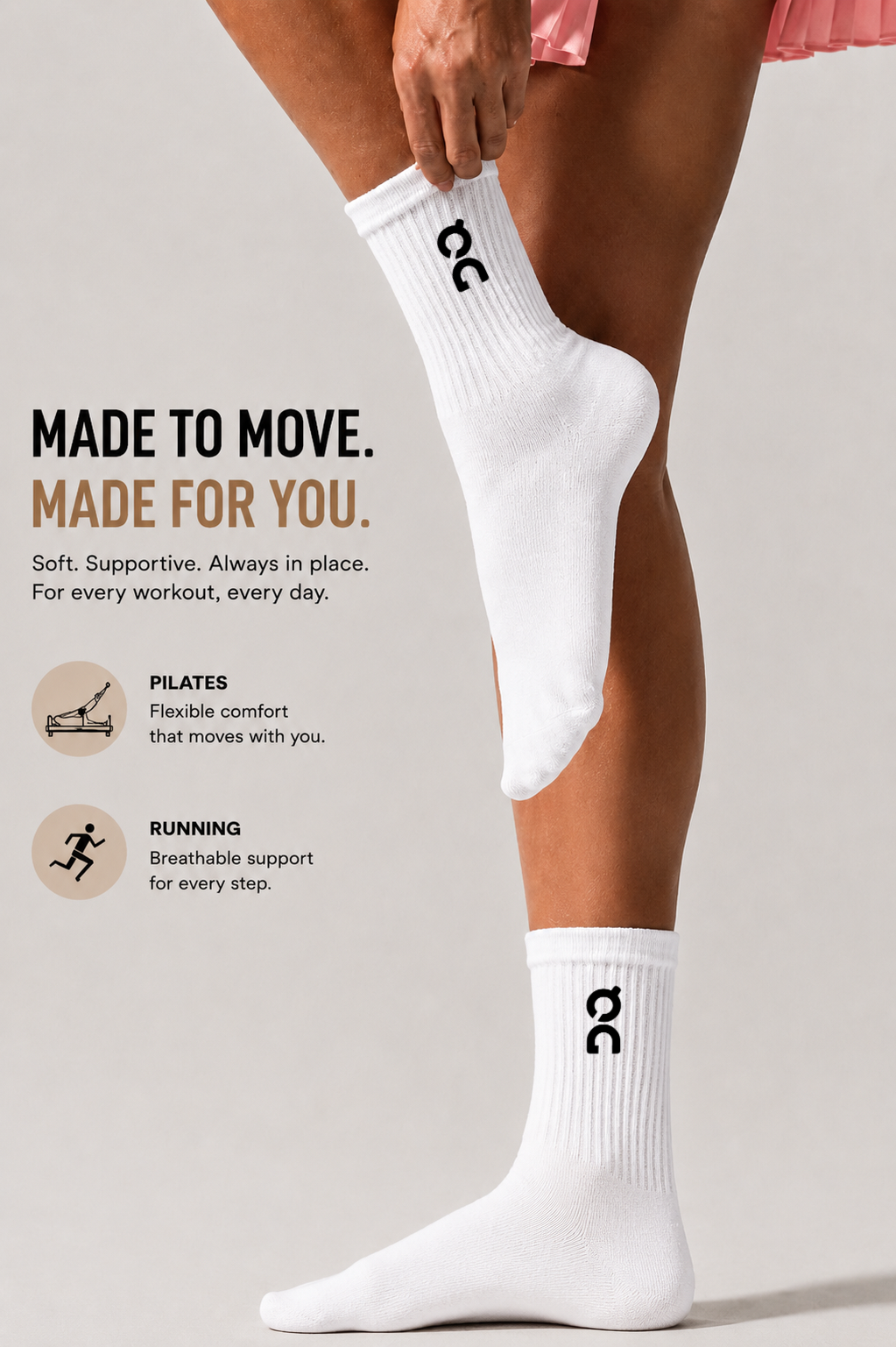 DQ FITNESS ON Performance Mid Calf-High Socks