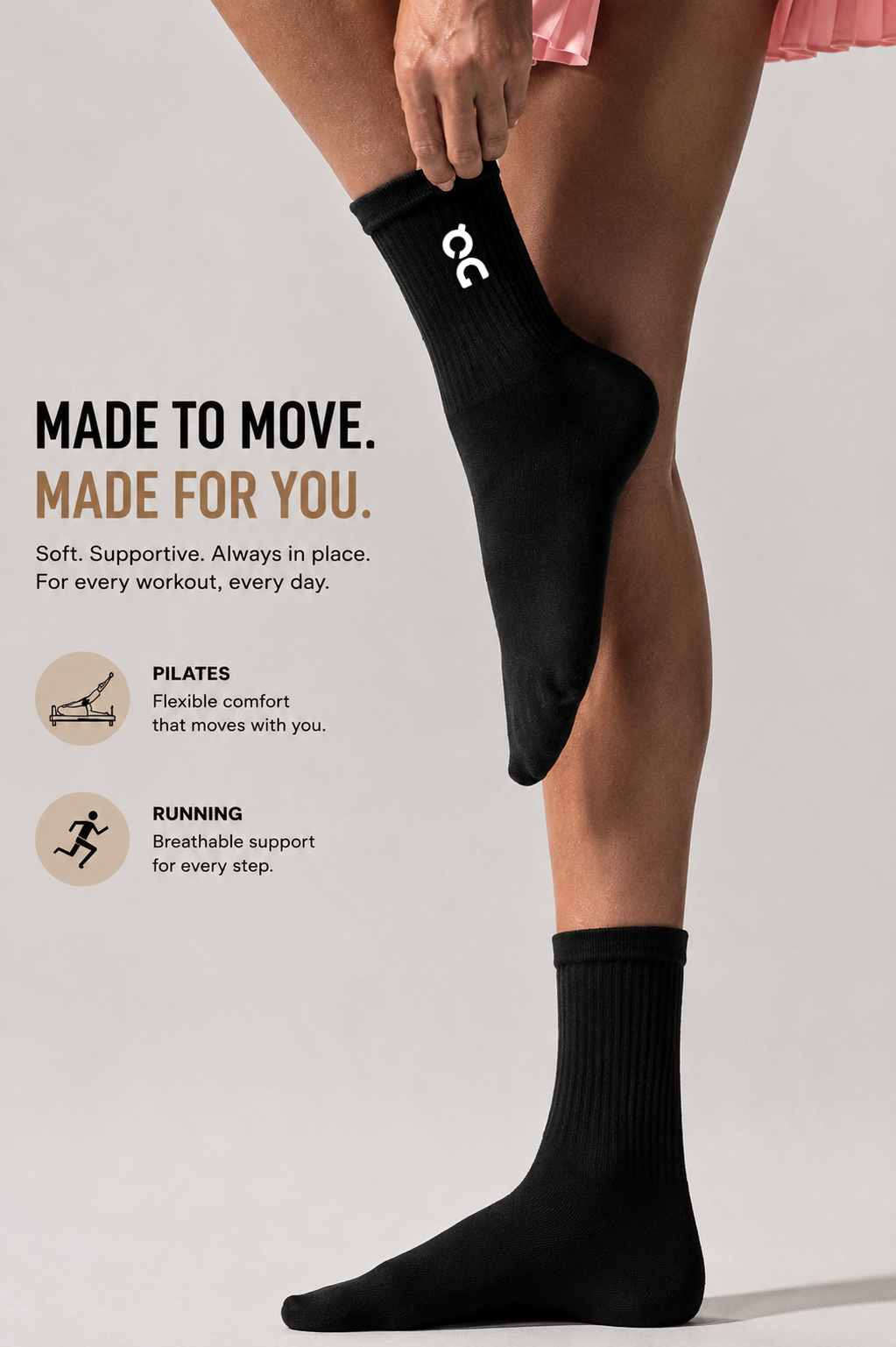 DQ FITNESS ON Performance Mid Calf-High Socks